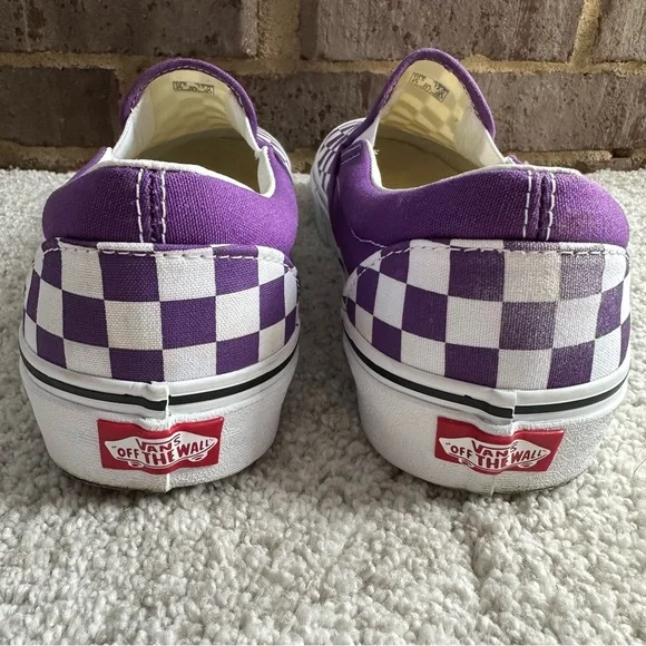 Vans Classic Slip On Theory Checkerboard Purple Sneakers - Picture 6 of 10